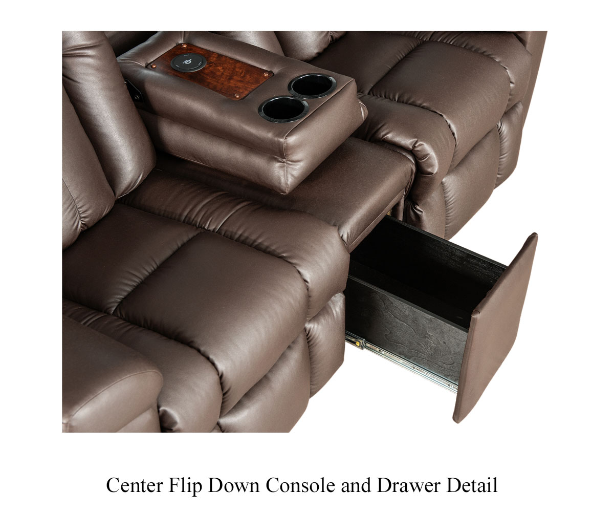 Dutch Boy Wallhugger Reclining Theater Seat Sofa - 76" - Image 2