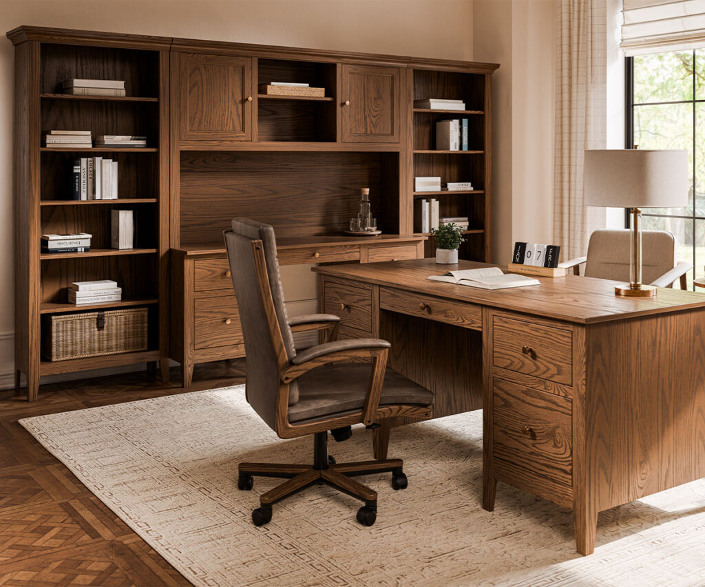 Amish office furniture setup featured in guide to the best Amish furniture websites.